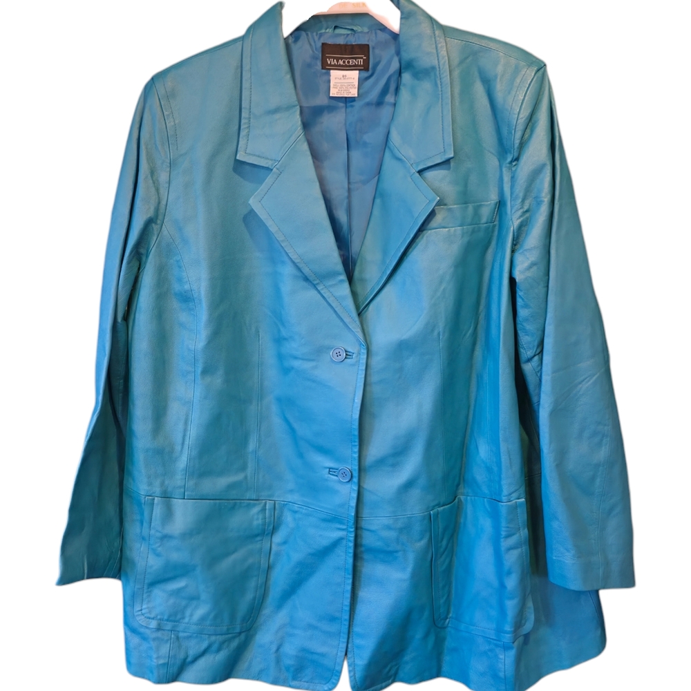 Sea Coast Women's Teal Leather Blazer